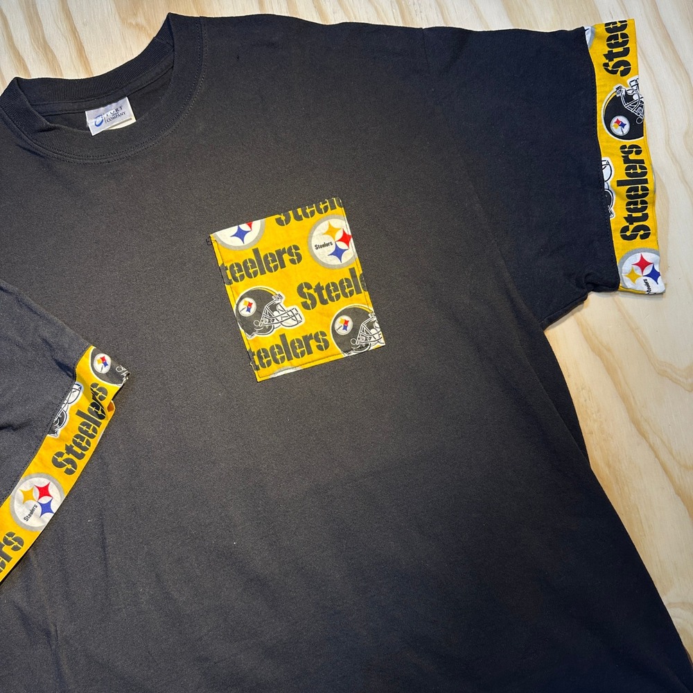 Port & Company Pittsburgh Steelers Pocket T-Shirt Mens XL Black NFL Fan Tee